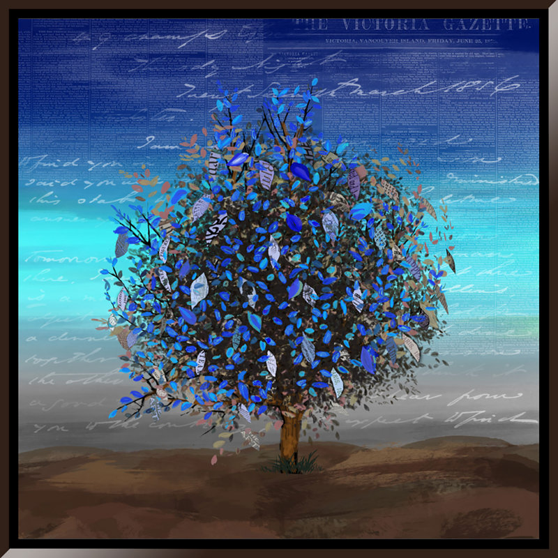PTM Images Blue Tree Framed Graphic Art Wayfair